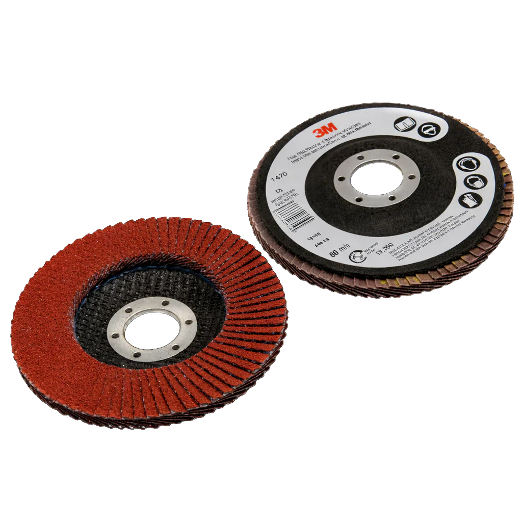 Two flap disks on a blank background.