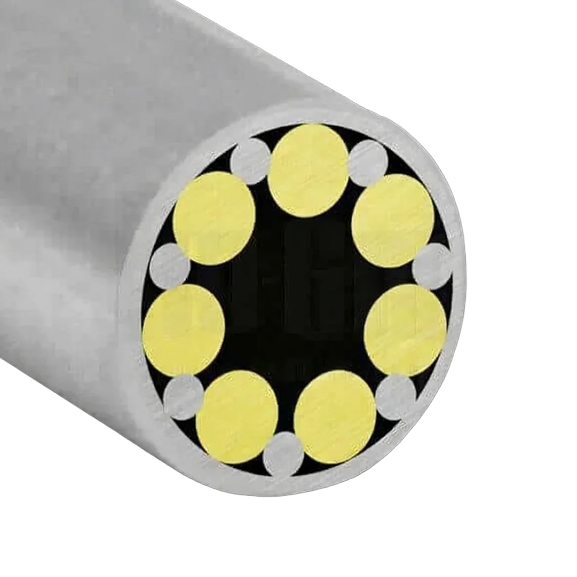 A mosaic pin with silver and gold pieces on a blank background.