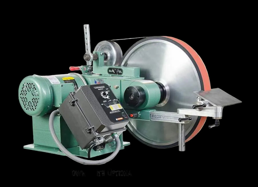 BBA20 Belt Grinder 1.5 HP Variable Speed 2" x 72" featuring a 20" diameter contact wheel