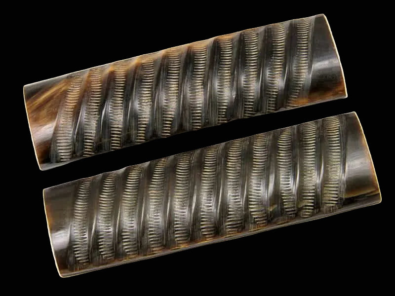 Impala-Jigged Brown & White Buffalo Horn Scales - 5" x 1-1/2" x 3/8"