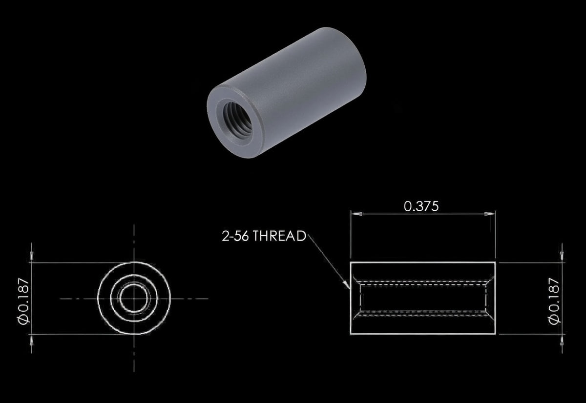 Pivot Barrel 3/16" D x 3/8" L  2-56 Thread 303 Stainless